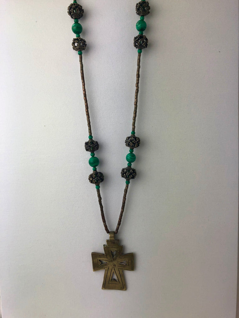Estate Collection - Greek Beaded Malachite Necklace