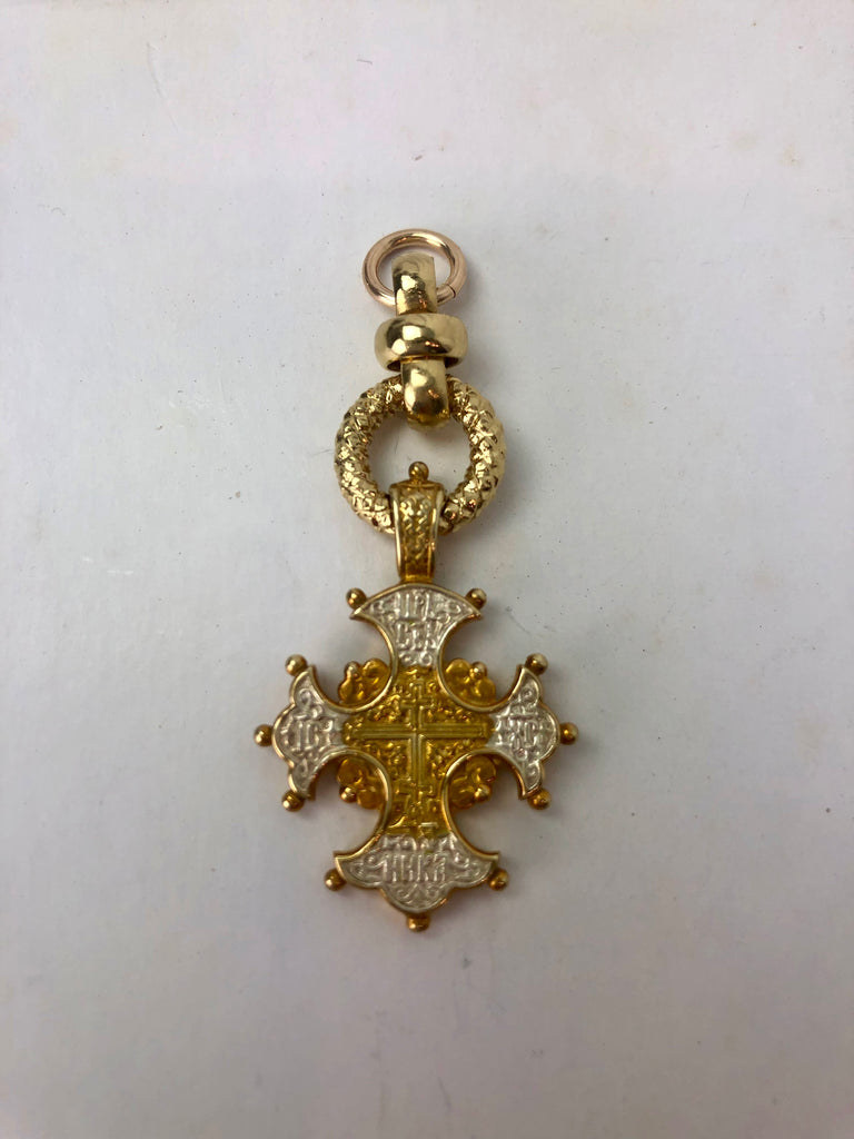 Vignette -  Cross with Lilies Two Tone