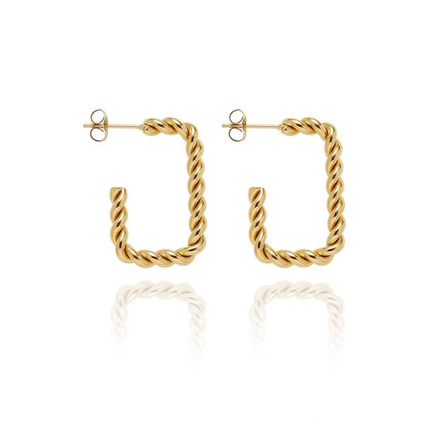 Earrings - Rectangle Gold Rope Earrings