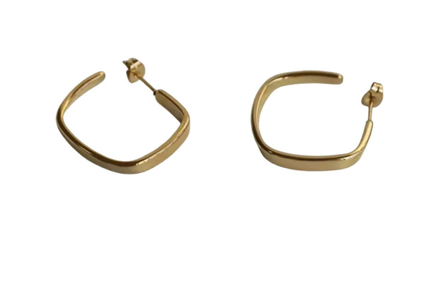 Earrings - Square Large Hoops - Gold or Silver