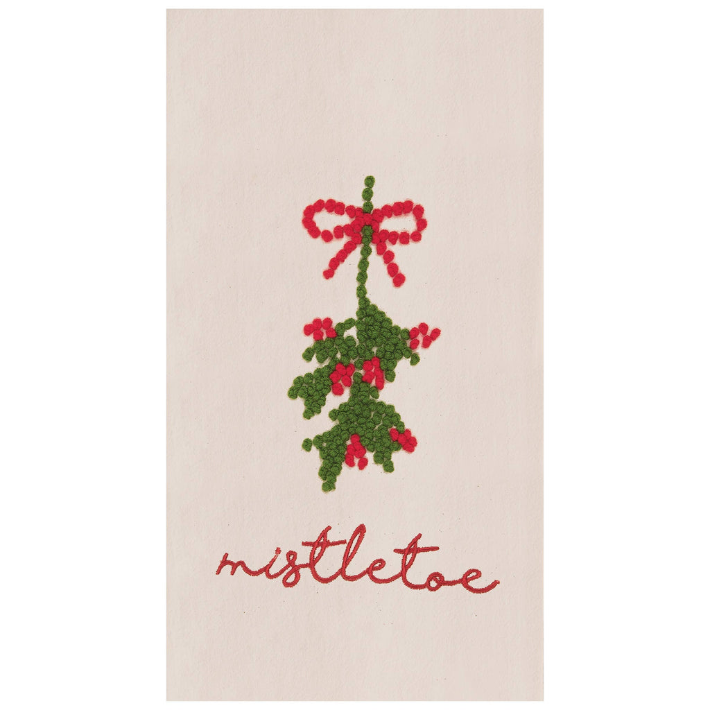 Towel - Christmas Mistletoe Berries French Knot Kitchen Towel