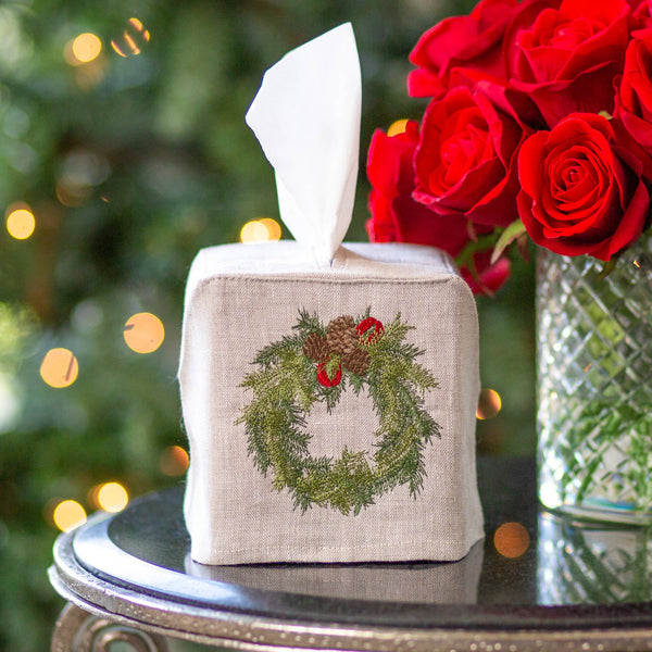 Juniper Wreath Tissue Box Cover