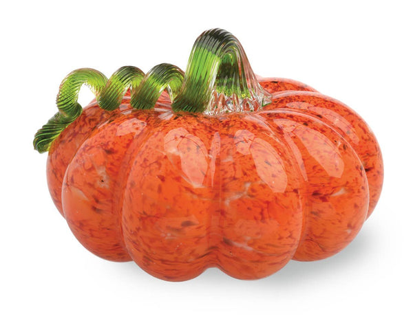 Pumpkin - Glass Pumpkin Orange With Green Stem 5.75"D