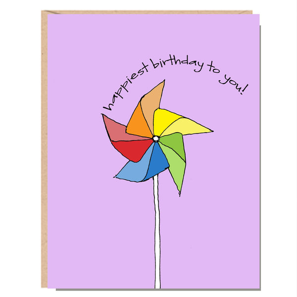 Greeting Card - Happy Birthday Pinwheel Spring Rainbow Birthday