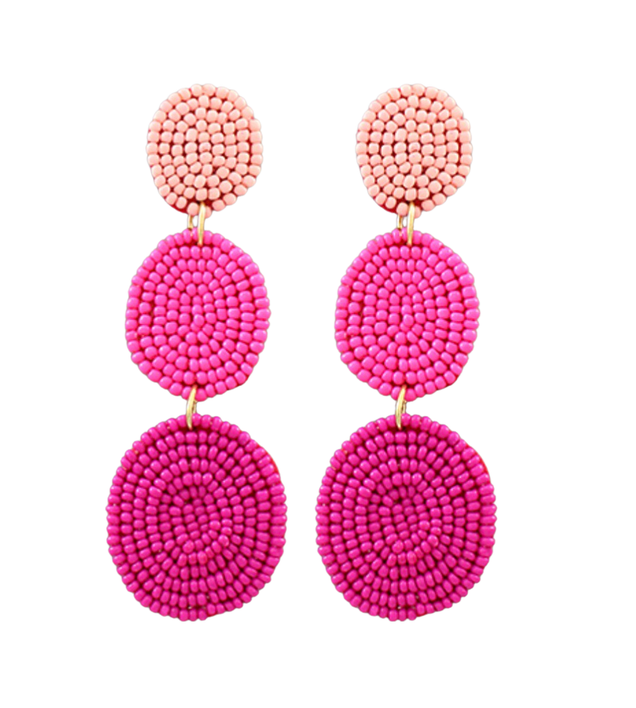 Earrings - Cascading Pink Beaded Drop