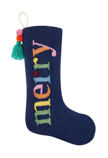 Stocking - Merry Stocking With Pom Pom Tassel