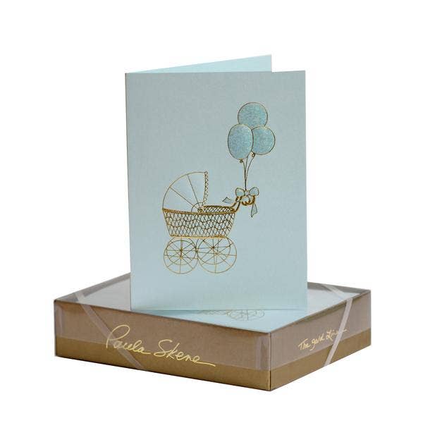 Greeting Card - Blue Baby Buggy Card