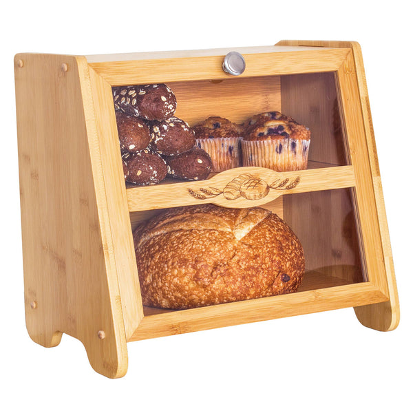 Bamboo - Double-Layer Farmhouse Bread Box