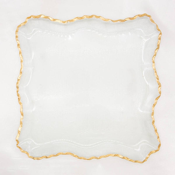 Platter - Montague Square Serving Tray   Clear/Gold   12x12