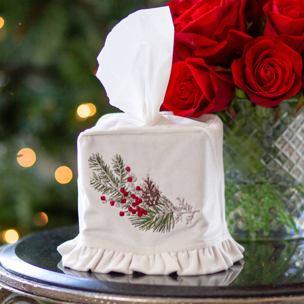 Tissue Natale Sprig Velvet Tissue Box Cover