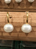 Earrings - Curved Earwire White Pebble Pearl Earrings