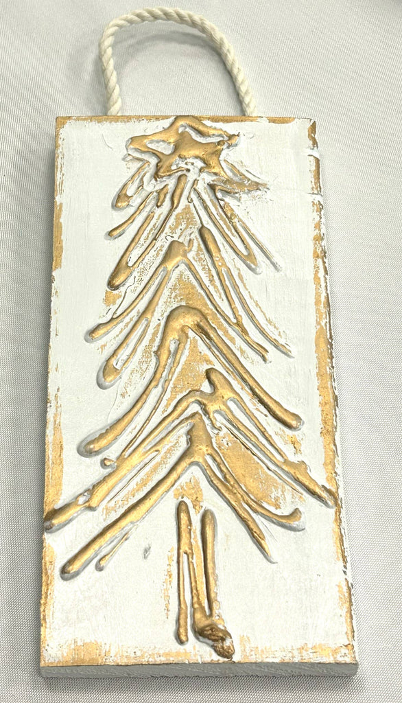 Handpainted White and Gold Christmas Ornament