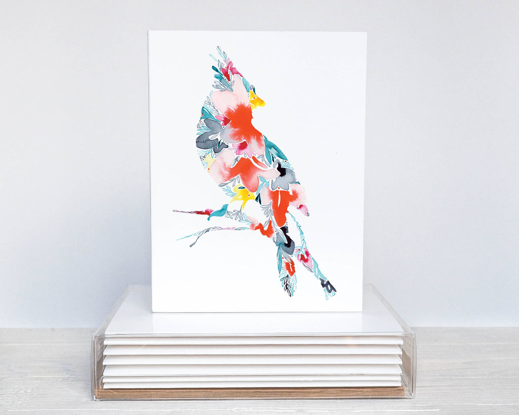 Greeting Cards - Cardinal Floral Note Card Stationery Set