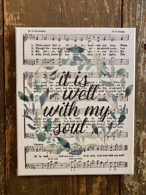 Art - It Is Well With My Soul Hymn Floral Canvas Print