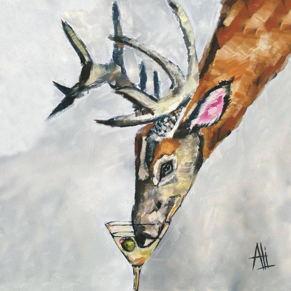 Beverage Napkin - Martini Deer
