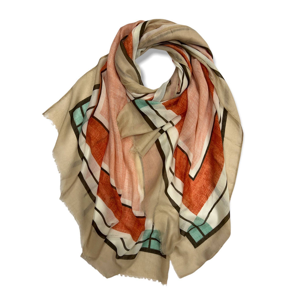 Scarves - Lightweight Scarf With Multi Colored Frame Print