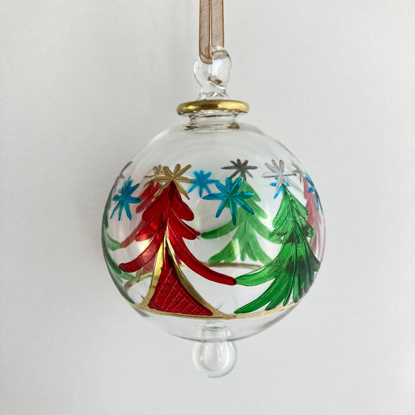 Blown Glass Ornament - Christmas Trees - Multi Color