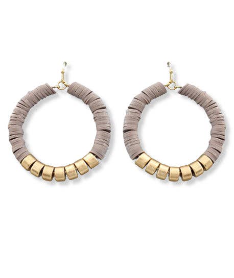 Earrings - Grey & Gold Closed Circle Hoop Earrings