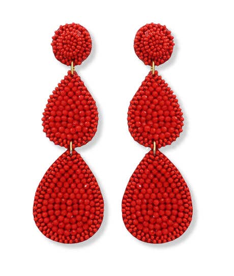 Earrings - Cascading Red Teardrops