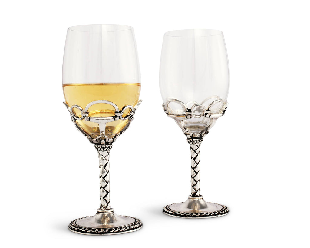 Glasses - Equestrian Pair of Wine Glasses