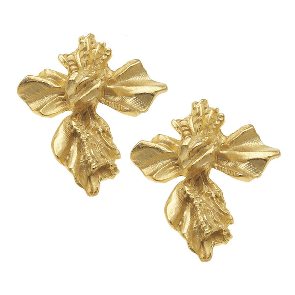 Earrings - Gold Vintage French Cross Earrings