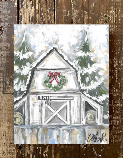 Canvas Art Print -  Christmas Winter Barn