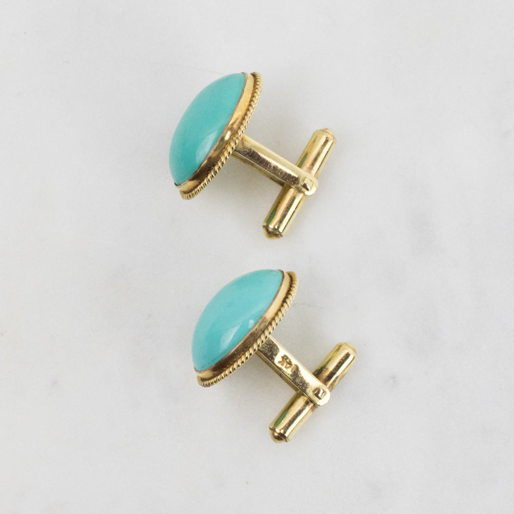 Estate Collection Cufflinks 10K Yellow Gold & Turquoise