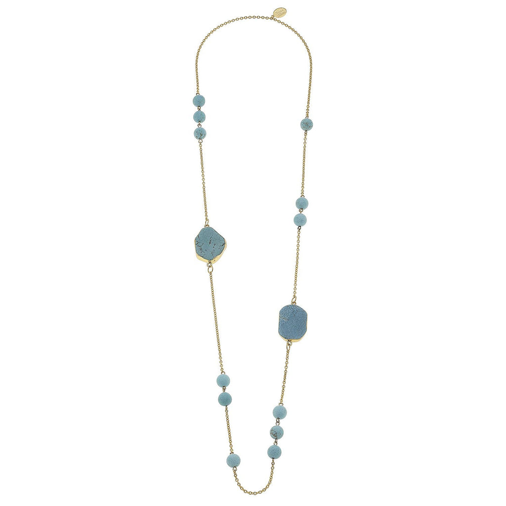 Necklace - Gold Chain W/Matte Turquoise
