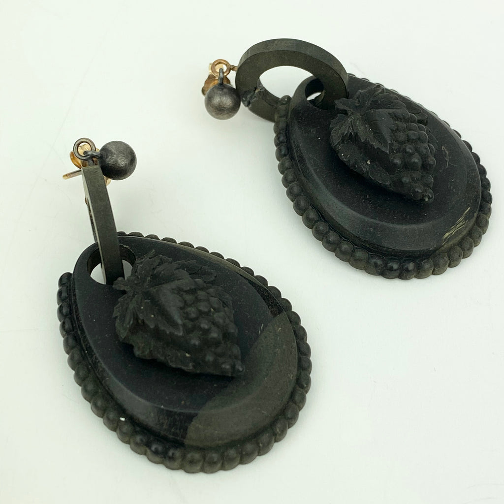 Estate Collection Antique Gutta Percha Necklace & Earrings