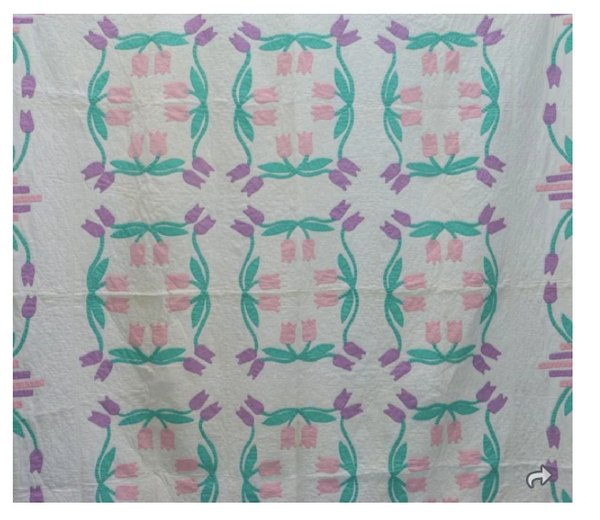 Estate Collection Quilt - American First-Half 20th Century Tulip Pattern