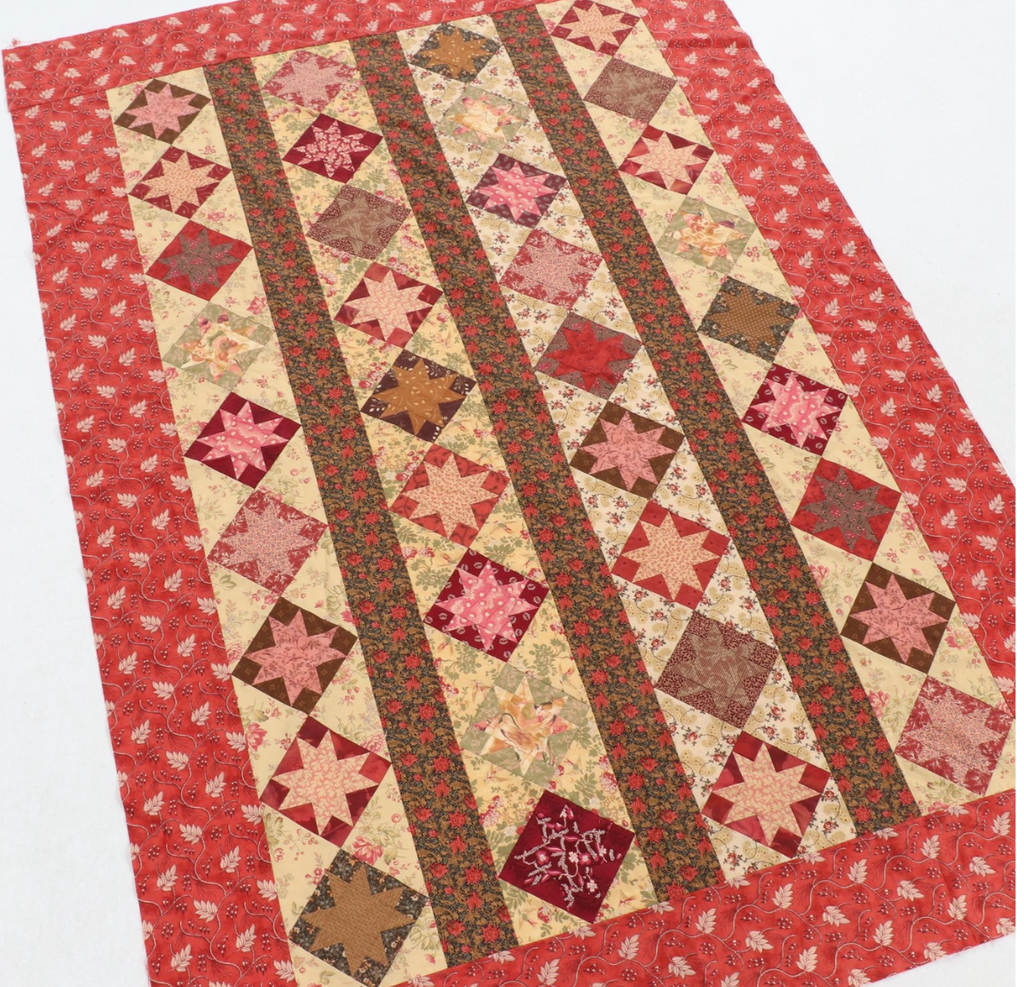 Estate Collection Handcrafted Pieced Eight Pointed Star Quilt Tops