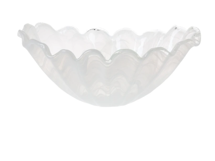 Vietri - Onda Glass White Large Centerpiece