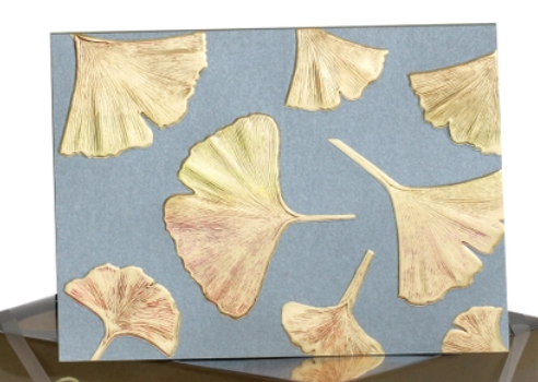 Greeting Cards - Pewter Ginkgo Pattern Blank Card