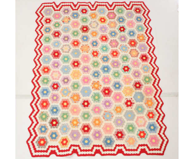 Estate Collection Quilt Handmade "Grandmother's Flowers"