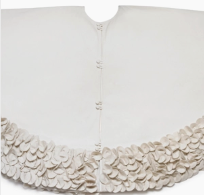 Tree Skirt - Cream Calla Lily Border Christmas Tree Skirt