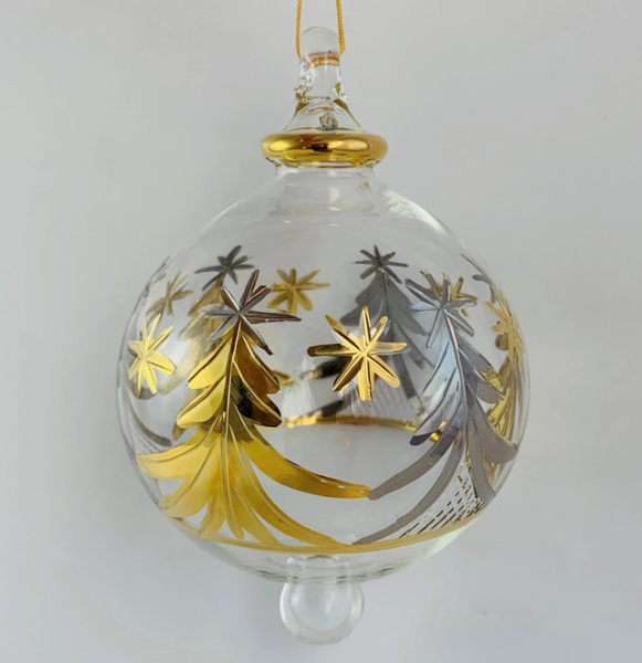 Handblown Glass Ornaments  - Silver & Gold Trees