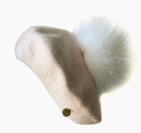 Hat - Cream Wool Beret