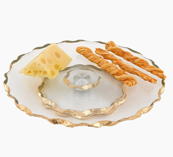 Gold Leaf Chiseled Edge Turning Platter