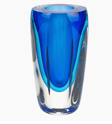 Azure Murano Style Art Glass Vase