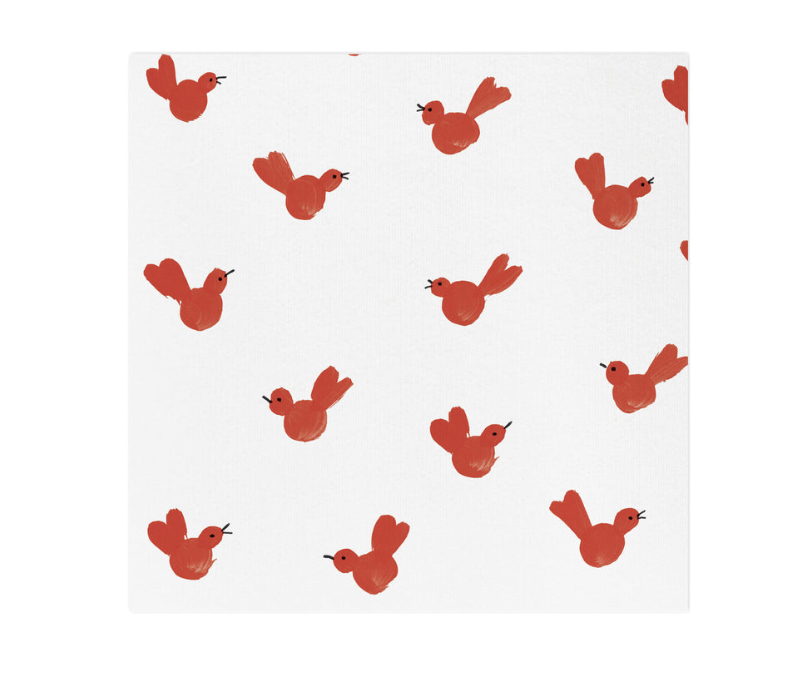 Vietri - Beverage Napkins - Holiday Papersoft Beverage Napkins - Red Bird