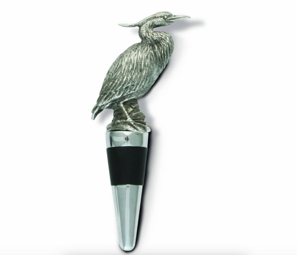 Vagabond House - Pewter Blue Heron Bottle Stopper