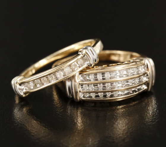 Estate Collection Ring - "Mom" Ring & Band Set
