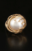 Estate Collection Ring - Round Mabe Pearl w/Diamonds