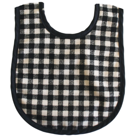 Bib - Black Check Linen