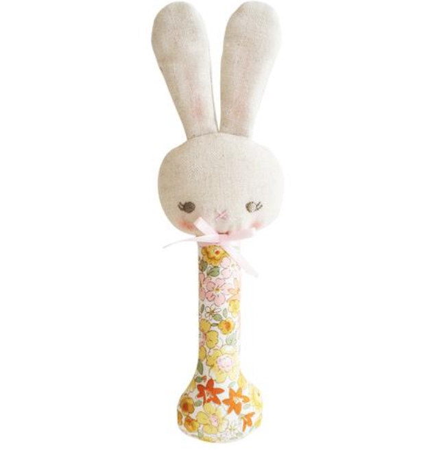 Bunny Stick Rattle in Sweet Marigold