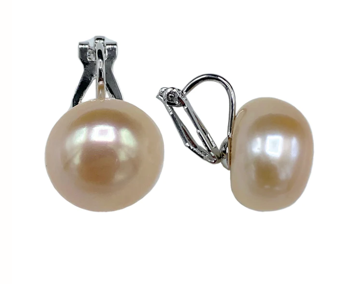 Earrings Clip On - Pink Freshwater Cultured Pearl