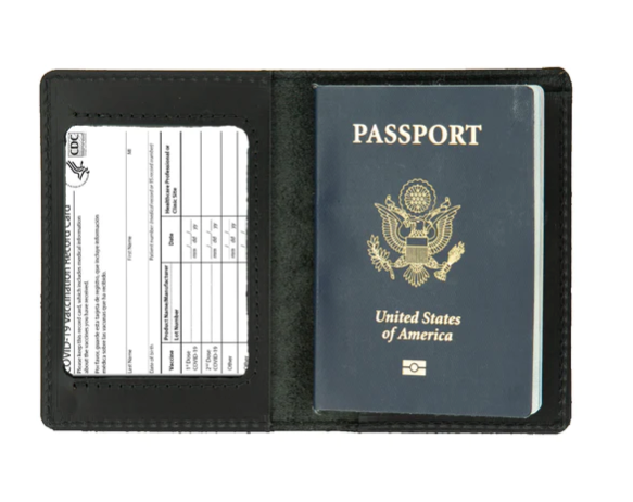 Leather Passport Sleeve & Vaccine Card Wallet