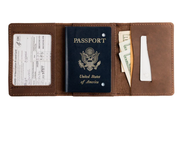 Leather Passport Sleeve & Vaccine Card Wallet - Pro Version
