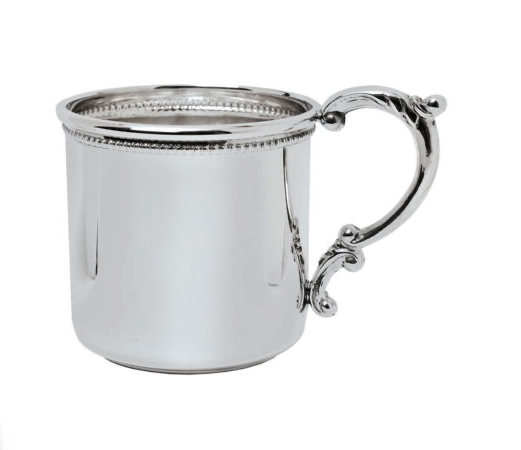 Baby Cup - Sterling Scroll Handle Beaded Baby Cup