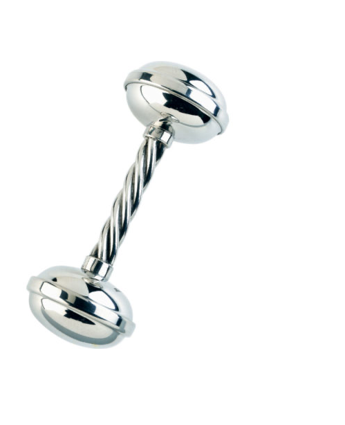 Rattle - Pewter Twisted Handle Dumbbell Rattle